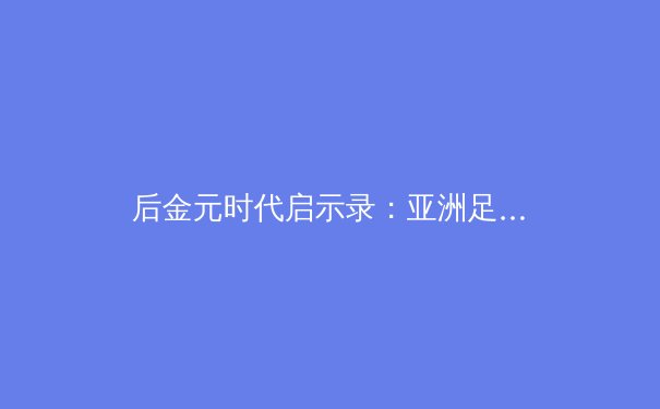 后金元时代启示录：亚洲足球价值回归与青训体系的战略重塑 - 4